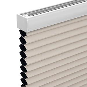 Changshade Cordless Cellular Shades, Blackout Honeycomb Shades for Windows, Pull Down Pleated Blinds, Easy to Install for Indoor Windows and French Doors,55" W x 72" H, Beige