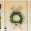 Easter Bunny Wreath with Eucalyptus – 18.5" Spring Door Decor with Bow, No Water Needed Ideal for Easter 