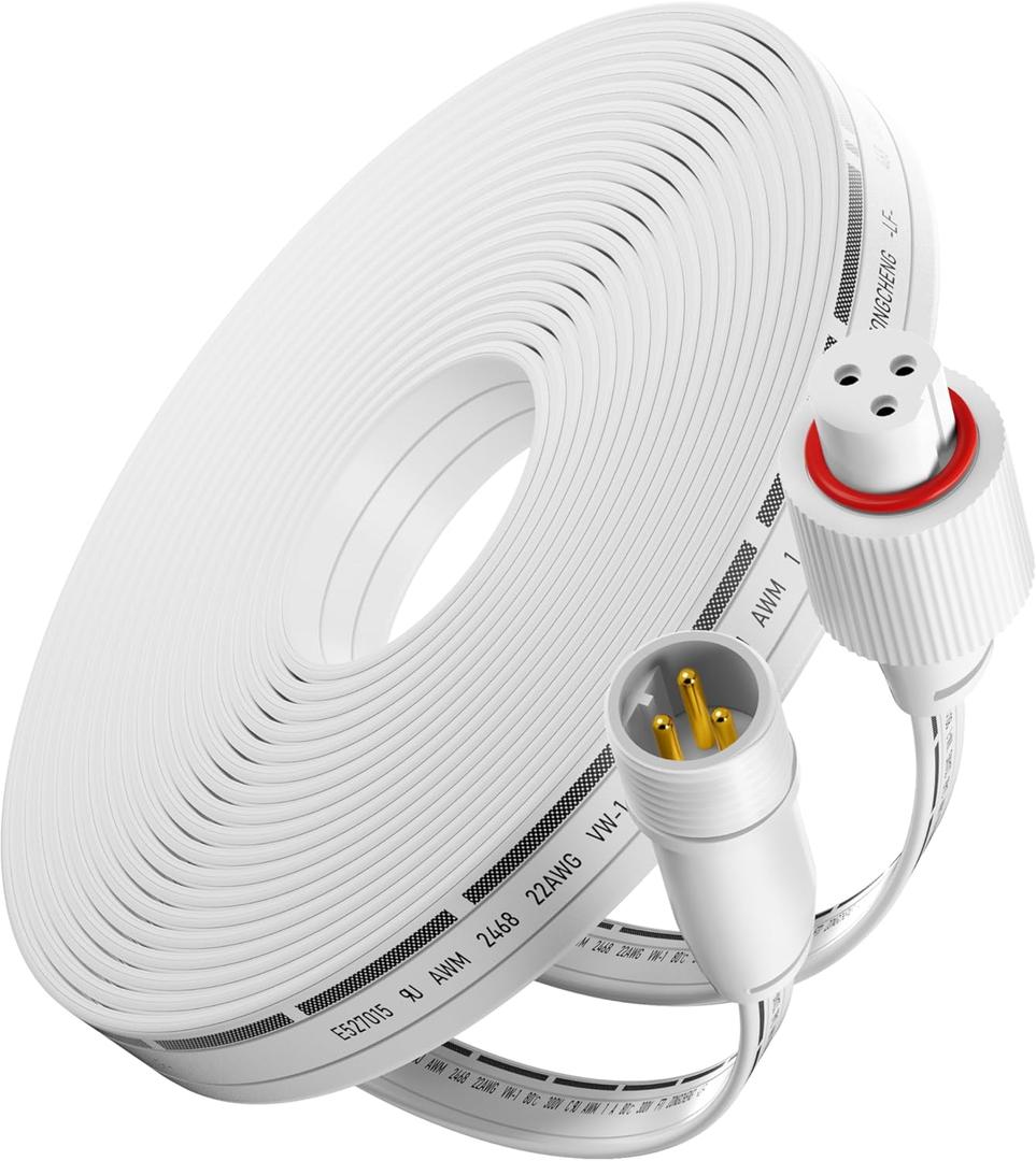 10FT Extension Cable for Govee Permanent Outdoor Lights Series: IP68 Waterproof 3-Pin Extension Cable Compatible with Govee H705A-F, H706A-C, H805A-C, H703A-B, H7067-69, Deck & Dots String Lights
