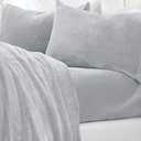 Micro Fleece Extra Soft Cozy Velvet Plush Solid Sheet Set. Deluxe Bed Sheets with Deep Pockets. Velvet Luxe Collection (California King, Light Grey)