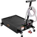 VEVOR Low Profile Oil Drain Pan, 15 Gal Oil Drain Pan with Pump, Oil Change Pan with 180W Electric Pump, 8.2ft Hose & Folding Handle, Rolling Oil Drain Cart for Trucks, Buses, RVs