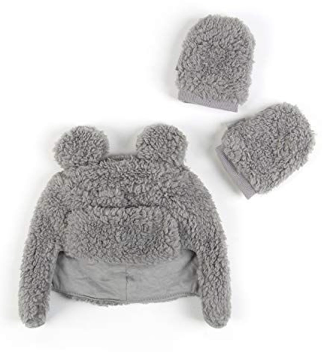 Tadpoles Super Soft Plush Sherpa Hat & Mittens Set, Grey