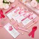 24 Sets Breast Cancer Awareness Gifts Breast Cancer Pens Bulk Pink Ribbon Ballpoint Pen with Inspirational Duck Supportive Greeting Cards Pink Ribbon Gifts for Women Survivor Party Supply