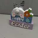 Easter Decorations, MEETYAMOR 3-Layered Easter Bunny with Carrots Farmhouse Wood Block Easter Decor, Happy Easter Sign Easter Egg Design Easter Decorations Indoor for Home, Living Room, Tables, Mantel