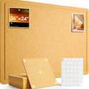 Bulletin Board, 36 x 24 inches Cork Board Alternative, 6 Pack Felt Pin Boards for Walls Home Office Decor, Classroom with 30 Adhesive Tabs Longan Yellow