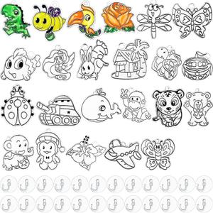 WILLBOND 24 Pieces Sun Catchers Craft Assorted Sun Catcher Kits for Art Window SunCatchers with 24 Pieces Suction Cups for Painting Crafts Christmas Home Decor Supplies