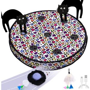 ORSDA Cat Toys, Interactive Activated Moving Ball in 7 Holes Mat, Automatic Fast Rolling Ball, Hide and Seek Toys for Indoor Cats, Exercise Kicker Mouse Catching Game