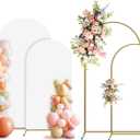Arch Backdrop Stand and Cover Set, 2 Metal Balloon Arch Backdrop 7.2ft 6ft, Gold Arched Stand Frame for Wedding, Parties,Birthday, Backdrop Decorations (White,7.2ft+6ft)