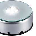 5 LED Display Base for Crystals Glass Art,White Light Rotating Crystal Display Base Stand,Cup Display Stand Turner for Tumbler Cups