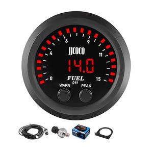 JJCOCO 15PSI Fuel Pressure Gauge Kit with 1/8NPT Electronic Sensor and LED Digital Display Low Pressure Meter Mounting Bracket Ultra Thin for Car & Truck - 2-1/16" (52mm)