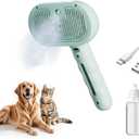 Pet Steam Brush for Dog and Cat3 in 1 Spray Hair Removal CombSteam for Shedding & GroomingWater Brush for Long and Short Haired Pets Remove Tangled Loose Hairs (Green) (Green - Empty Bottle)