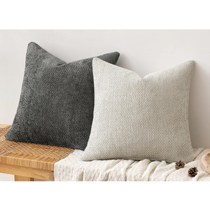 MIULEE Pack of 4 Couch Throw Pillow Covers 18x18 Inch Neutral Soft Decorative Chenille Pillow Covers Farmhouse Boho Cushion Covers for Mid Century Modern Home Decor Sofa Bedroom Living Room (18" x 18" (Pack of 4))