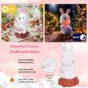 Easter Bubbles Bunny Bubble Machine for Kids, Rabbit Bubble Blower Toy with Refill Solutions, Music, Lights & Sticker- Easter Basket Stuffer Gift for Girls Boys