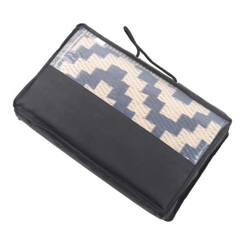 LiGuVCY 4 * 6Ft Outdoor Rug, Black and Beige Outdoor Camping Rug, with Self Rolling Edges at Both Ends, Comes with a Storage Bag, Picnic and Outdoor Rug