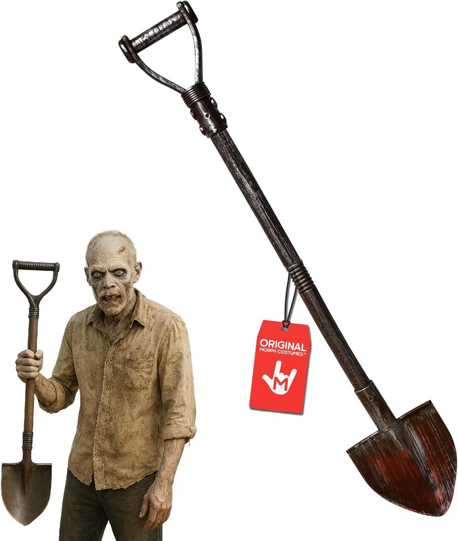 Morph 33.5" Fake Bloody Shovel Prop Durable Plastic Halloween Graveyard Tool for Scary Costume Haunted House Gravedigger or Killer Cosplay Adult Party Accessory Decor