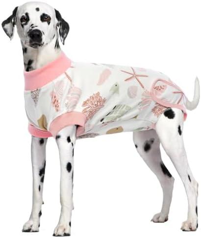 IDOMIK Dog Recovery Suit for Female Spay - Adjustable Anti-Licking Dog Post Surgery Onesie, Male Female Dog Neuter Spay Suits, Soft Abdominal Wound Bandage & E-Collar Cone Alternative L