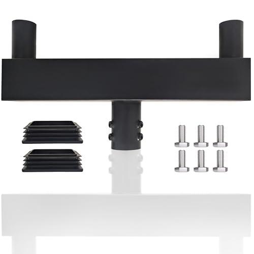 Double Bullhorn Light Mounting Bracket, 23.8 inMounting Bracket with Round Pole, 2-3/8 in Tenon Adapters, 180-Degree Arm for LED Parking Lot Lights, Shoebox Lights