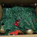 9 FT Pre-Lit Christmas Garland with 50 LED Lights Red Bows Flowers, Indoor Outdoor Lighted Garland for Stairs, Mantle, Door, Fireplace, Banister, Staircase, Holiday Christmas Decor, Battery Operated