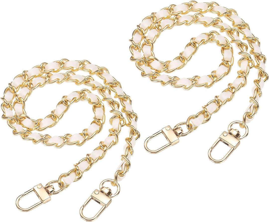 uxcell Purse Chain Strap, Iron Leather Bag Chain Strap Replacement with Buckle for Handbag Shoulder and Crossbody Bags