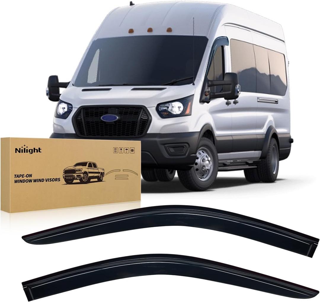 Nilight Window Visors for Ford Transit 2014 2015 2016 2017 2018 2019 2020 2021 2022 2023, Out-Channel Window Wind Deflectors Rain Guards -2PCS