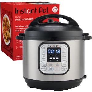 Instant Pot Duo 6 Qt 7-in-1 Electric Pressure Cooker, Stainless Steel
Slow cooks, makes rice and yogurt, steams, sautés, warms and sterilizes, with an app featuring 800+ recipes.
