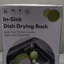 Over the Sink Expandable Dish Drainer Drying Rack In Stainless Steel for Small Kitchen, Counter Space Saving Modern Compact Metal Above Plate Dryer Strainer, Adjustable Hanging Inside Drain Holder (For 11-12"W Sink, Silver)