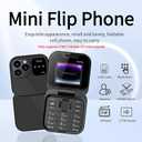 I16 Pro Mini Flip Phone, 1.77 Inch HD Display, Dual SIM 2G GSM, Foldable Design with Big Buttons, FM Radio, 32MB RAM, Multiple Colors, for Seniors (Gold)