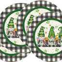 2 x XCHI Plaid Gnomes Shamrocks Clovers Golds St. Patrick's Day Round Placemats Set of 4 Table Mats for Party Home Kitchen Dining Table Decorations 14x14 Inch