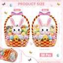 Fuutreo 50 Pcs Easter Gift Bags Clear Bunny Sealing Pouches with Handles Resealable Happy Easter Plastic Favor Bags for Spring Holiday Party Candy Gift Wrapping Supplies Decoration