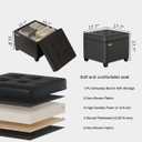 ABHENG Synthetic Leather Cover Steel Frame Ottoman with 48L Storage,17.7" x 17.7" x 17.7" Square Storage Ottoman Stool Cube with Legs,for Dorm Livingroom Black UASND63B