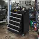 5-Drawer Rolling Tool Chest with Lock, Tool Cabinet on Wheels, Includes Drawer Liners, Latch System & Link Buckle,Can Be Combined to Large Cabinet Set for Garage Workshop Storage, Black