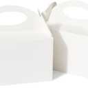 Happyhiram Party Favor Boxes White 12 Pcs, Small Treat Boxes with Handles 6 Inch Gable Candy Boxes Paper Gift Bags for Kids Birthday Baby Shower Bridal Shower and Wedding, 1 Count (Pack of 12) (Pop-up White)