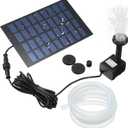 Mudder Solar Powered Garden Pond Fish Tank Water Pump 1. 8w with 4 Nozzle & 3. 2 ft Silicone Tubing - Black, Plastic, Above Ground Solar Powered Water Pump for Bird Bath Ponds, Fish Tanks, Gardens