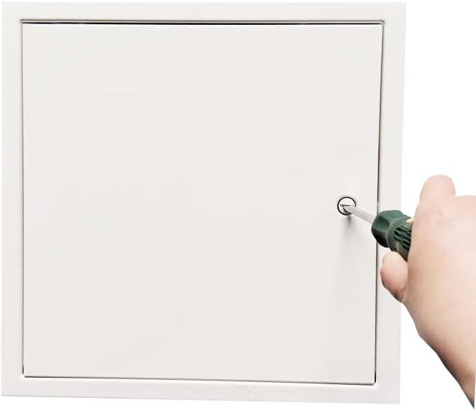 Fengze Thicken Steel Access Door 16 x 16 inch with 4 Long Fixing Strips White Screwdriver Latch Access Panel for Drywall 400 x 400 mm