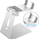 Adjustable Cell Phone Stand, OMOTON Aluminum Desktop Cellphone Stand with Anti-Slip Base and Convenient Charging Port, Fits All Smart Phones, Silver