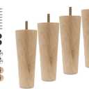4pcs 6 Inch Wood Furniture Legs, Straight Conical Solid Wood Sofa Legs, Mid-Century Style Furniture Feet for Sofa Cabinet Table Cupboard Couch Ottoman Home DIY Projects