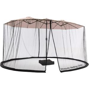 Umbrella Netting for Outdoor Umbrellas, Patio Umbrella Mosquito Netting for Double-Sided Umbrella, with Double Zipper Door and Adjustable Rope, (Black)