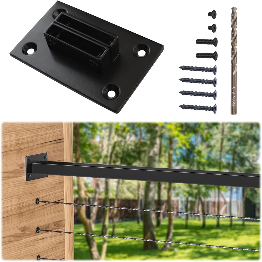 Muzata HT10 HL10 HT14 HL11 HL12 Flat Handrail Accessories - 2Pack End Brackets Universal Black Stainless Steel Handrail Support Wall Mount Base, HA34 BP4