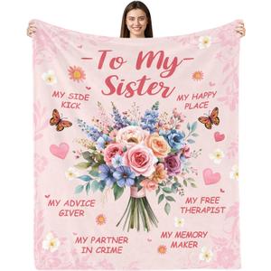 Sister Gifts, Sisters Birthday Gift from Sis, Best Sisters Ever Present for Women, Christmas Mothers Day Birthday Gift for Sister, Soft Throw Blanket 60"X50"