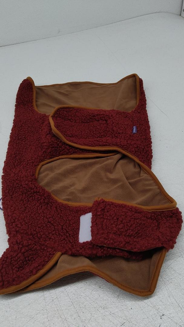 cyeollo Warm Dog Coat Fleece Sherpa Reversible Winter Sweater Coats, Turtleneck Cold Weather Dog Jacket Vest for Small Dogs with Leash Hole, Burgundy, S