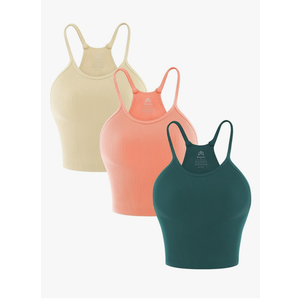 Sunzel Free to Be Tank, Crop Ribbed Tank Tops Seamless Racerback Camisoles No pad Camis Cropped Workout Gym Yoga, Size M