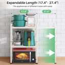 Microwave Stand, 3-Tier Expandable(17.4"-27.4") Microwave Oven Rack, Heavy Duty Adjustable Shelf with 9 hooks, Kitchen Organizer Storage Shelves for Pantry, Countertop, Coffee Bar, Office, Dorm, White