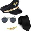 Tigerdoe Pilot Costume For Kids - 4 Piece Set for Adults and Teens Captain Accessories