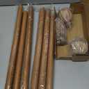 Wood Curtain Rod for Windows 32 to 45 Adjustable Heavy Duty Curtain Rod with Imitation Wood Grain Leaf Pattern Finials, Boho Single Curtain Rod for Living Room, Bedroom, Kitchen, Farmhouse