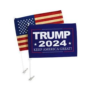 Trump 2024 MAGA American Flags Pack Vehicle Auto Decorations for Window Decor Pro-Trump President Make America Great Again Bandera para Carros Outdoor Pole Accessories Made in USA