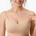 Ribbed Nursing Bras for Breastfeeding Support Maternity Sports Bra Wireless Seamless Sleep Bralettes Size XXL, Beige