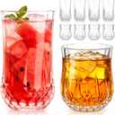 Ruckae Drinking Glasses Set of 8,11 oz and 7 oz Kitchen Water Glass Cups Set,Clear Curvature Glassware Dishwasher Safe,Mixed Drinkware for Beer,Juice,Cocktail,Whiskey,Milk and Various Mixed Drinks, Vertical stripe pattern