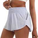 Aurefin Athletic Shorts for Women,Women's Quick Dry Workout Sports Active Running Track Shorts with Elastic and Zip Pockets (M)