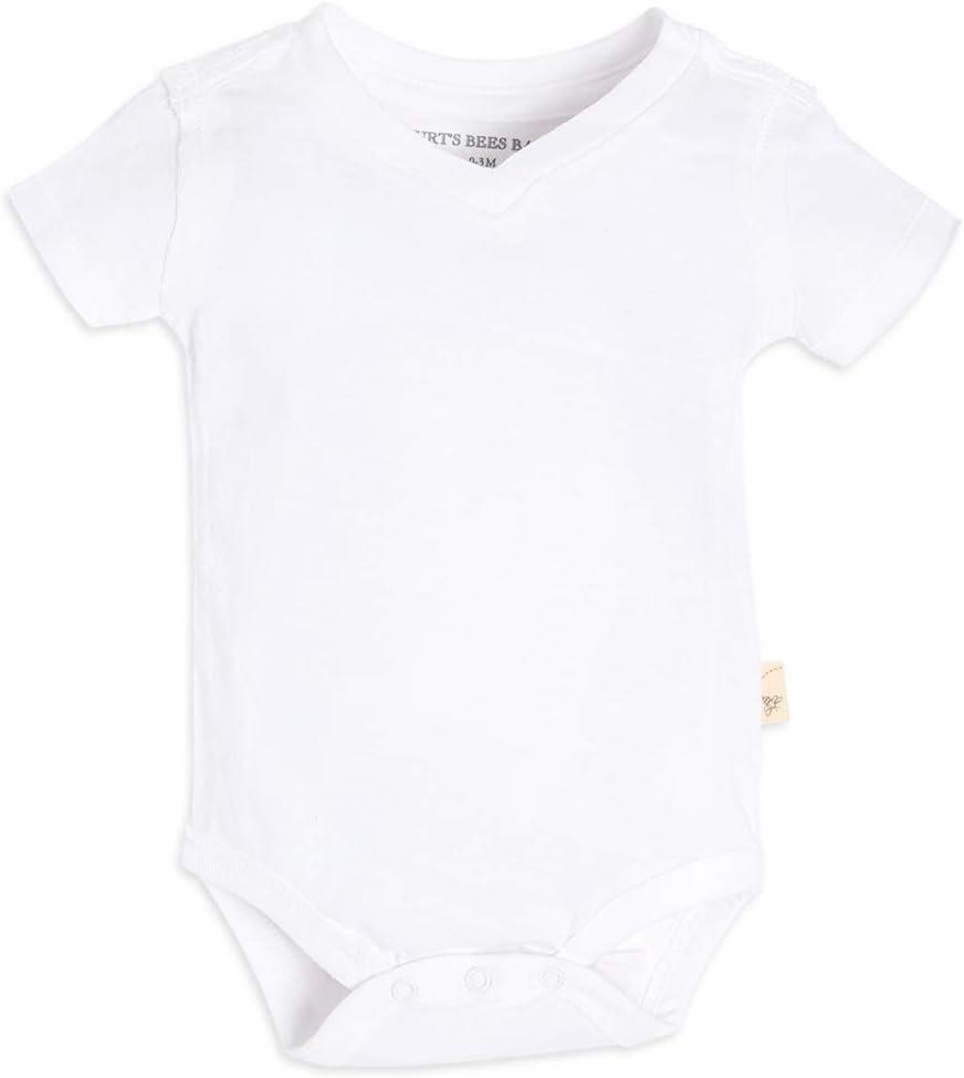 Burt's Bees Baby Baby Boys Bodysuit, Short Long Sleeve One Piece Lap Shoulder Bodysuits, 100% Organic Cotton, 6-9M  (Cloud)