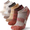 Merino Wool Ankle Athletic Running No Show Socks Cushioned Breathable Low Cut Sports Warm Thick Socks for Women 6 Pairs (Multi Colored Stripes,M)